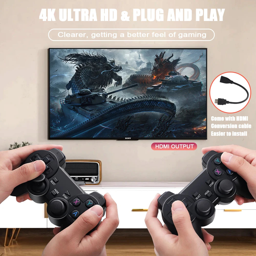 GD10 Game Stick 256G 4K HD Console with 58000 Games &amp; Dual Wireless Controllers