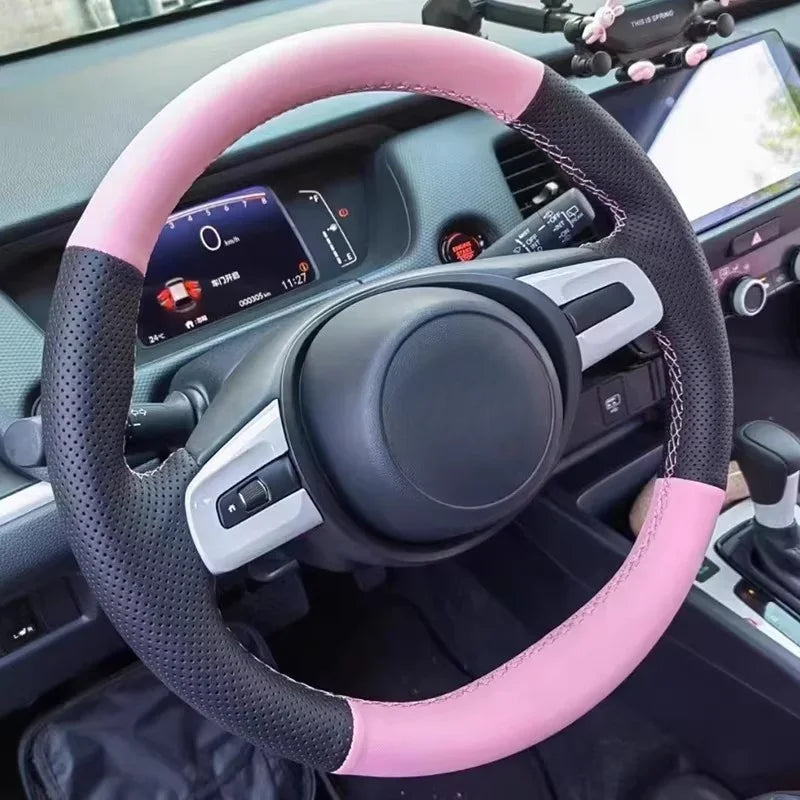 Pokrowiec na kierownicę z ręcznie szytej antypoślizgowej skóry do Honda Jazz 2020
