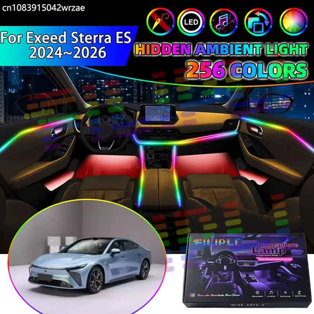 For Exeed Sterra ES 2024 2025 2026 E03 ES7 RGB Car Interior Ambient Lights Strips Breathing Lighting Kit App Control LED strips by InterCyprus Trading Ltd