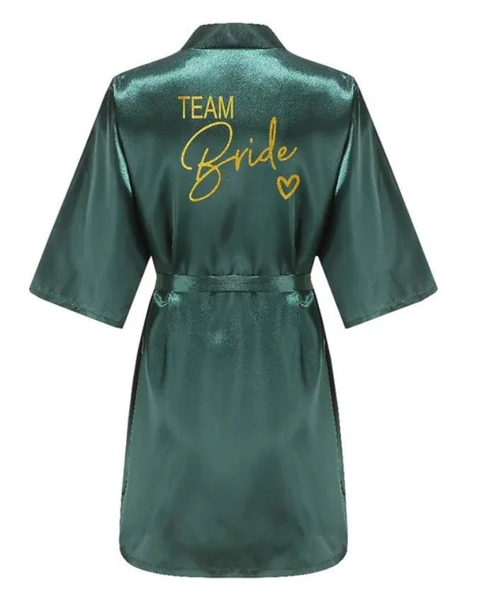Team Bride Satin Robe - Elegant Silk &amp; Polyester Robe for Women