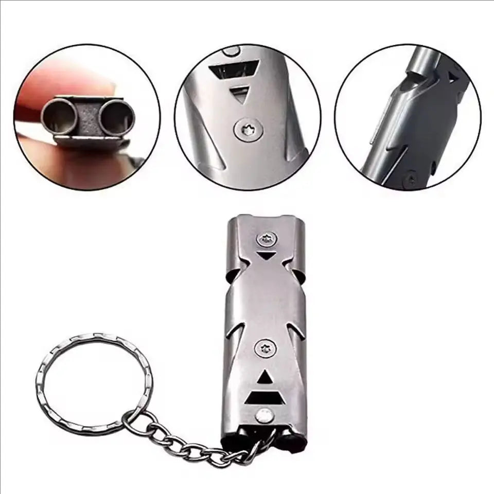 Double Pipe Whistle Pendant Keychain &ndash; High Decibel Portable