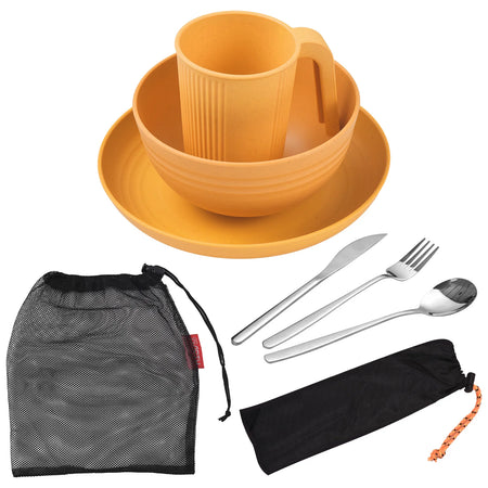 Camping Utensils Set 2 Wheat Straw Mess Kit &ndash; Lightweight 1set