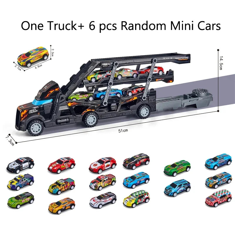Large Truck Deformation Transporter &ndash; Educational Four Story Parking Lot Racing Game Black