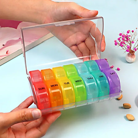 14-Compartment Weekly Pill Organizer for Vitamins, Supplements, and Medicine - BPA-Free, Multi-Purpose Travel Case
