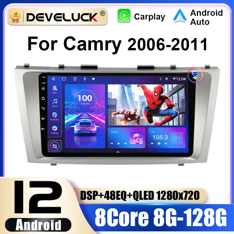 Ραδιόφωνο αυτοκινήτου 2 Din Android 12 για Toyota Camry 2006 έως 2011 XV40 XV50 Multimedia GPS CarPlay 4G Αυτόματο στερεοφωνικό σύστημα κεφαλής 9 ίντσες