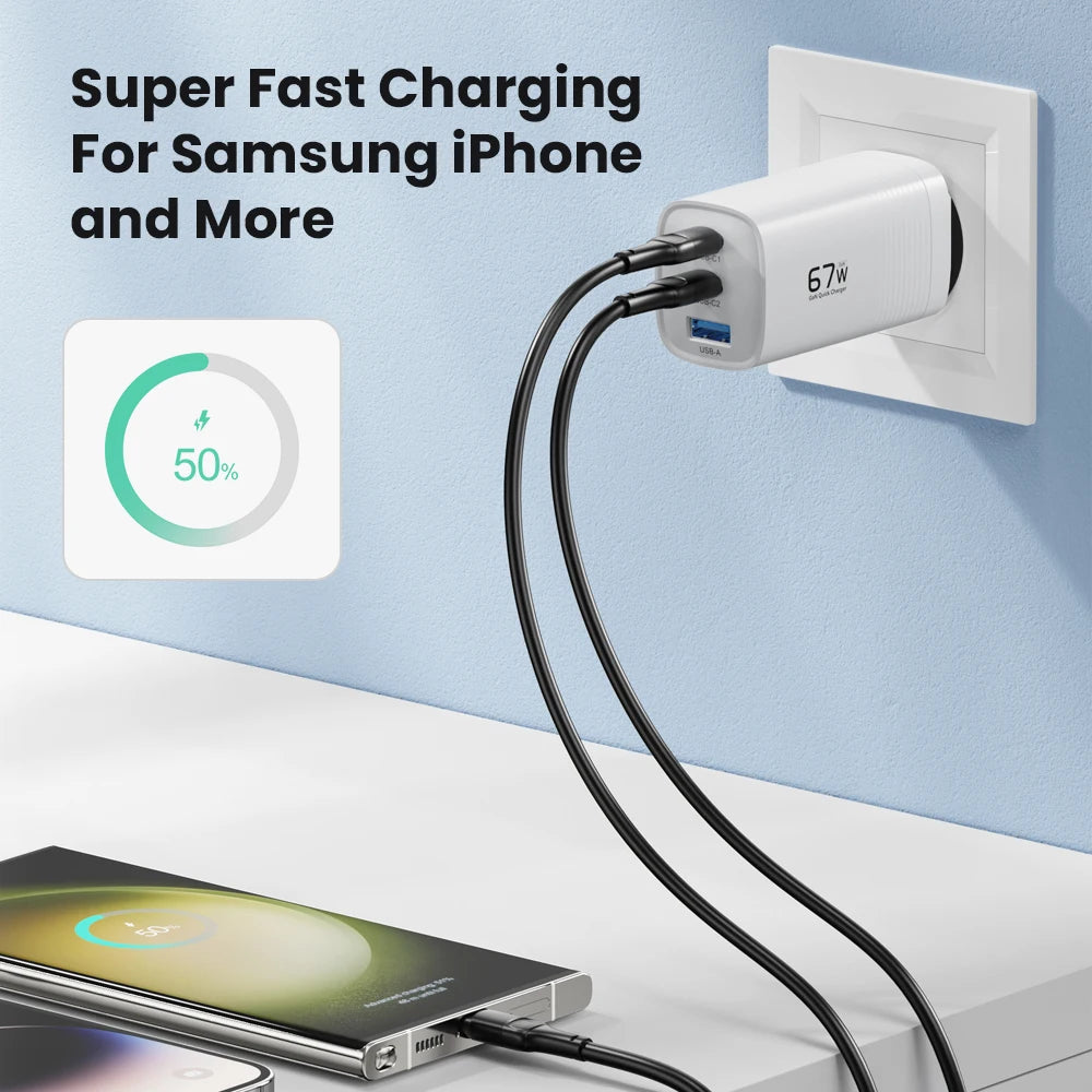 ASOMETECH 67W GaN Fast Charging Charger &ndash; High-Speed Power Delivery