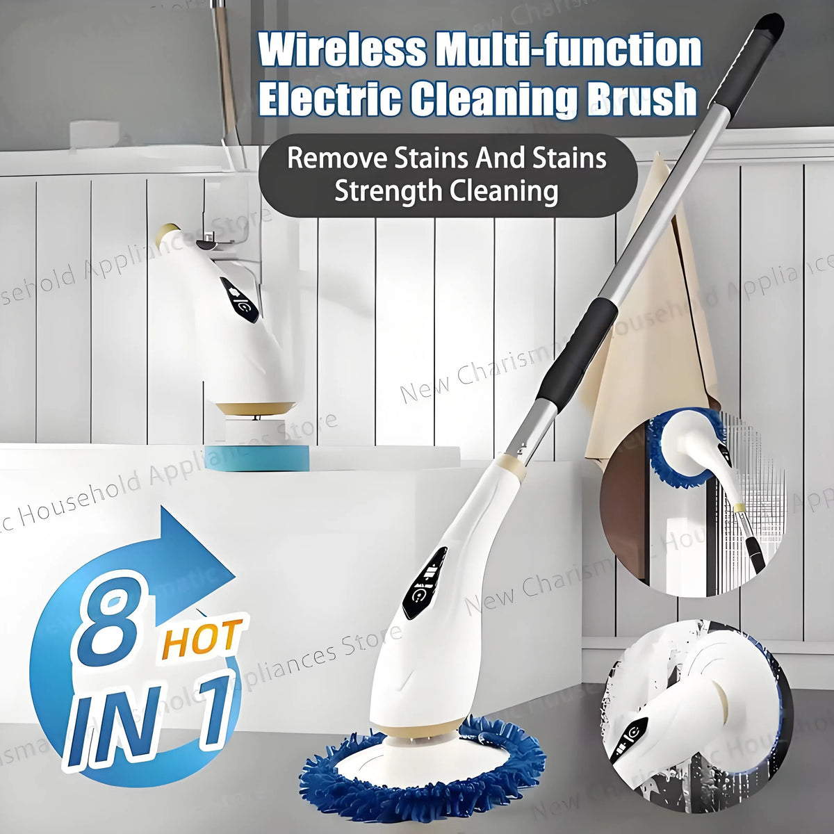 New 8-in-1 Electric Cleaning Brush - Wireless Telescopic