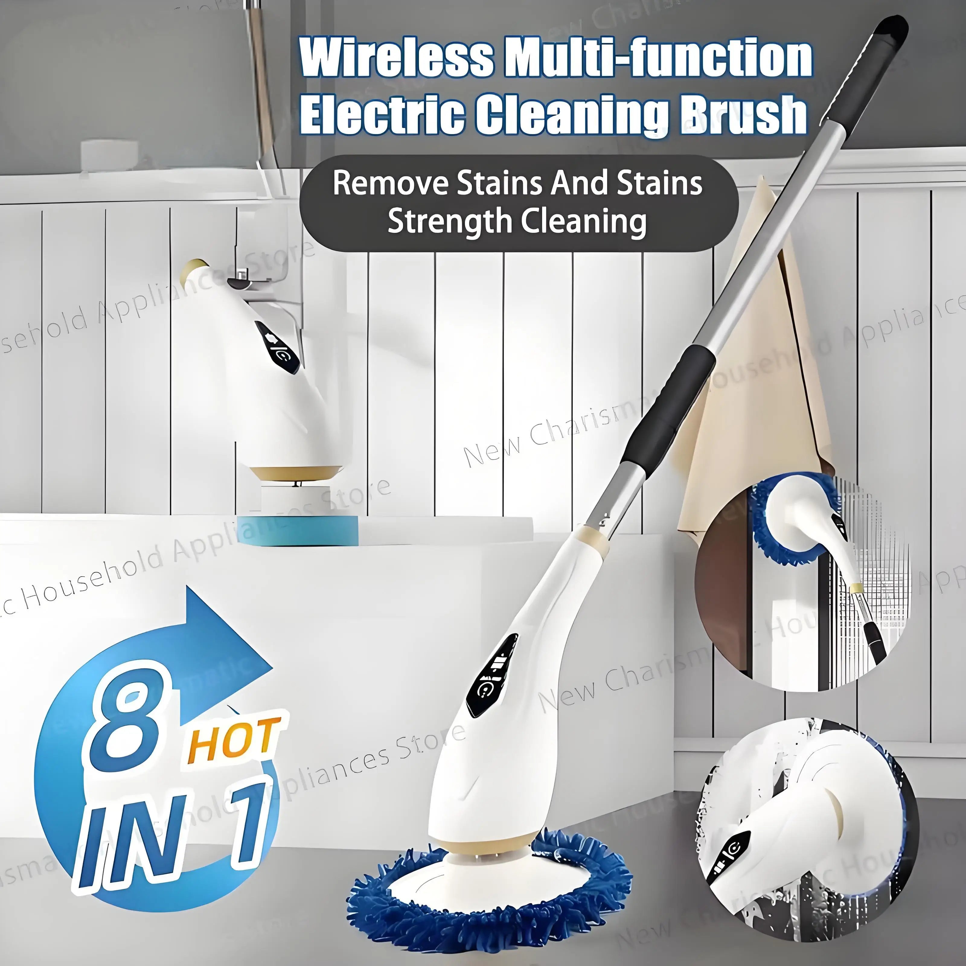 New 8-in-1 Electric Cleaning Brush - Wireless Telescopic