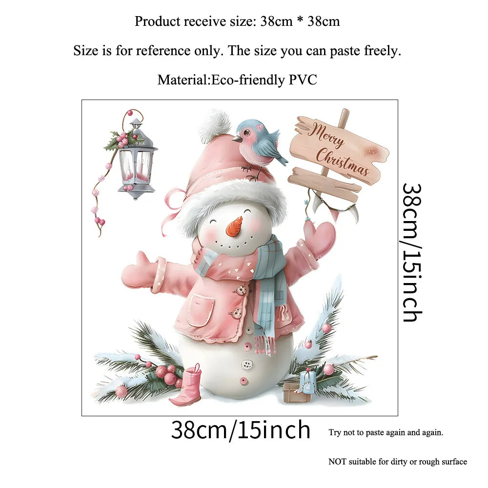 Pink Clothes Snowman Wall Sticker for Festive Home Decor
