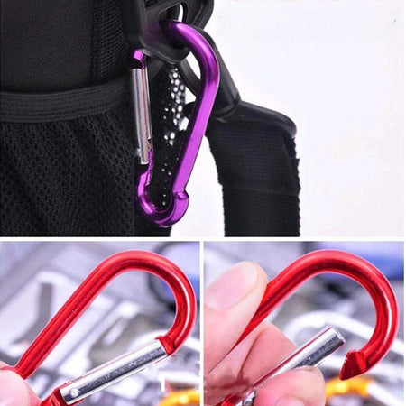 Aluminum Alloy Gourd Shaped Model 5 Outdoor Safety Spring Hook Carabiner with LED Light for Climbing Water Bottle Backpack