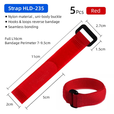 Deemount Bicycle Hook Loop Tape &ndash; Durable Nylon Fastening Straps Red 16cm 5PC / CHINA