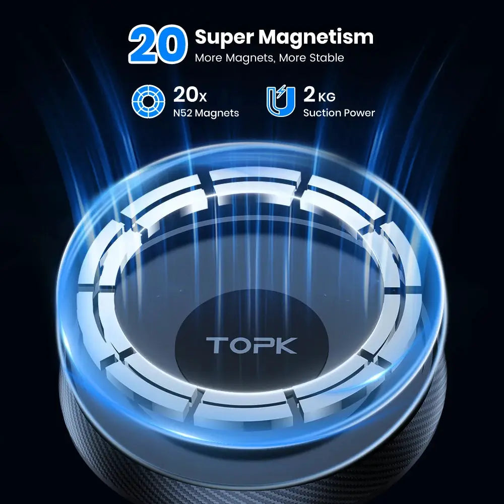 TOPK Magnetic Car Phone Holder Mount For Magsafe IPhone15 Pro Max Single-Hand Operation Metal Hook Magnetic Phone Holder for Car by InterCyprus Trading Ltd