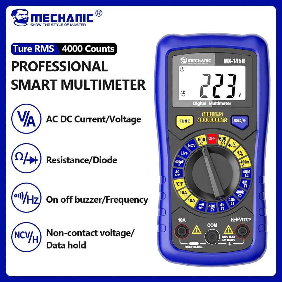 MECHANIC Intelligent Digital Multimeter &ndash; True RMS Accurate Voltage Measurement