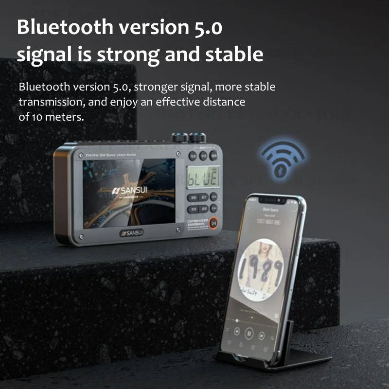 F50 Portable Rechargeable Radio &amp; Bluetooth Speaker with Video Player
