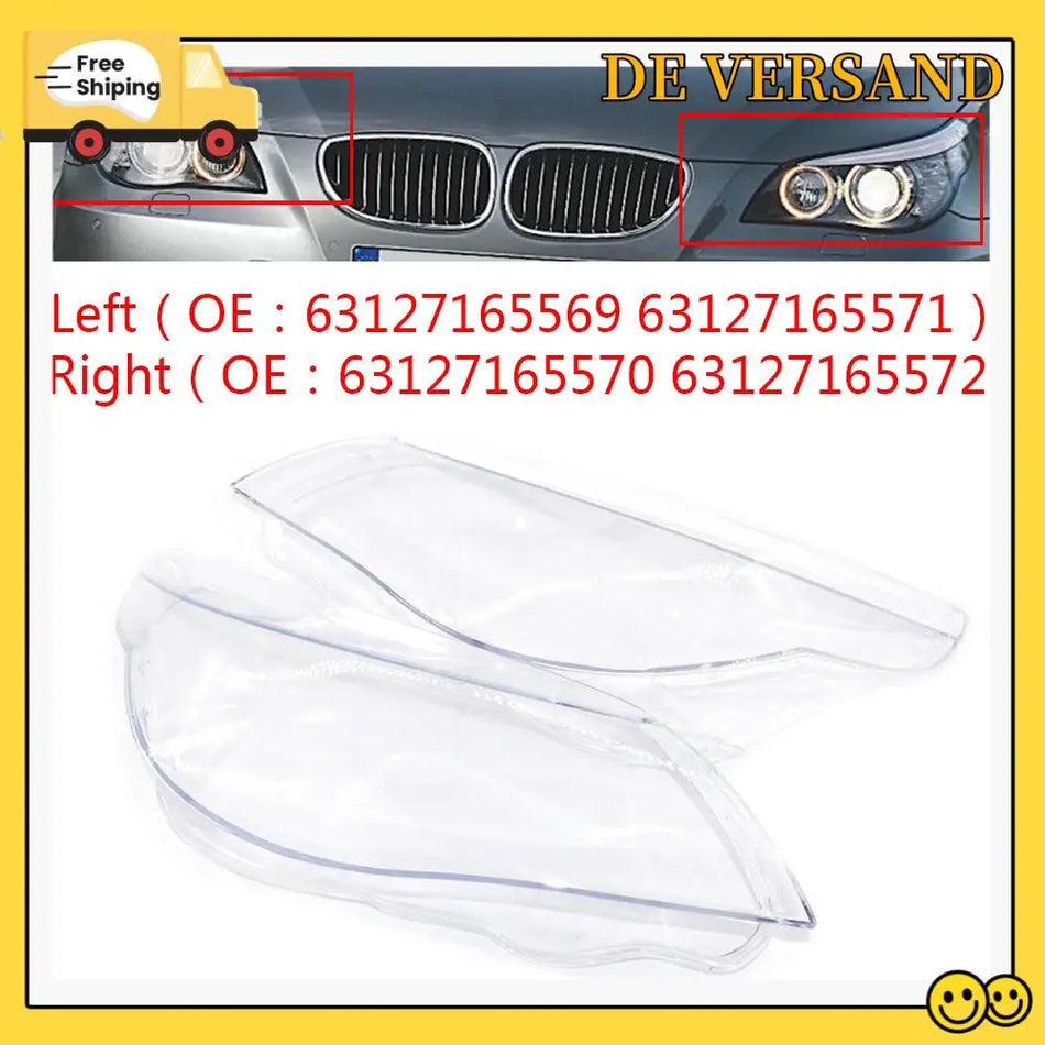 Headlight Covers For BMW E60 E61 Left And Right Pair Transparent Protective Shields