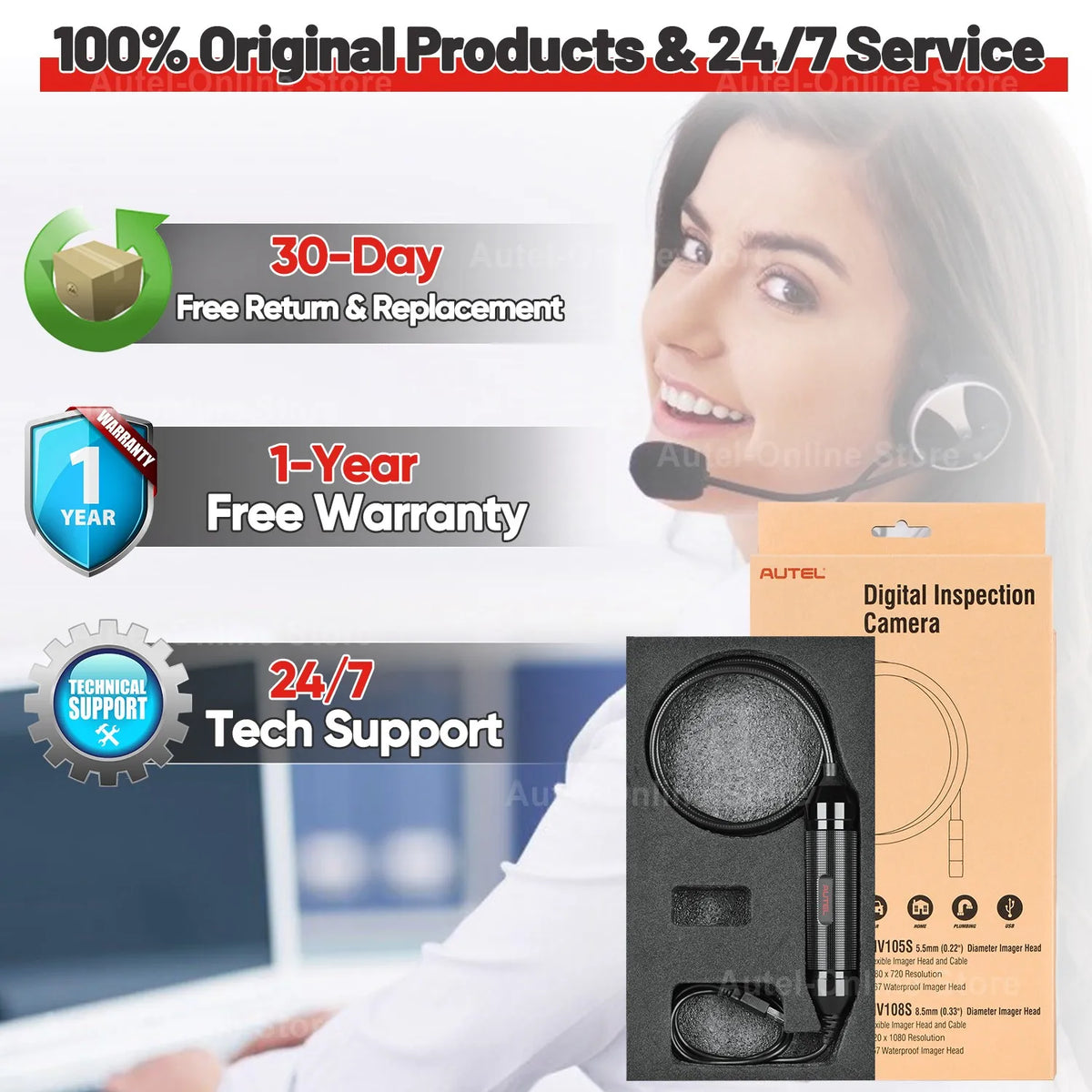 Autel MaxiVideo MV108S &ndash; 1920x1080 Endoscope Camera