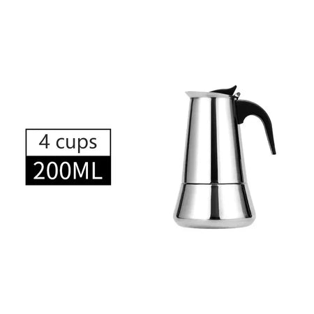 Stainless Steel Electric Moka Coffee Pot - 2/4/6/9/12 Cups 4cups200ML / CHINA