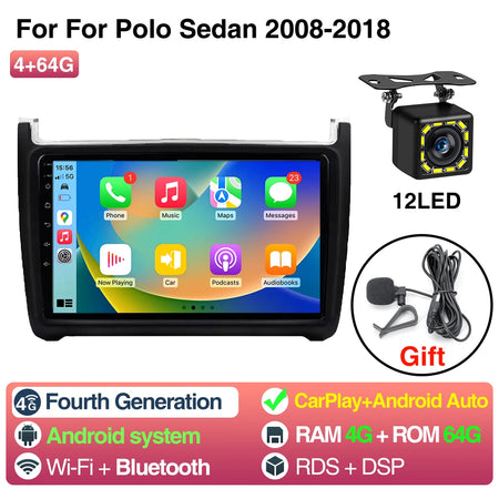 9Inch Car Radio CarPlay Android Auto &ndash; Bluetooth WiFi 4 64G 12LED