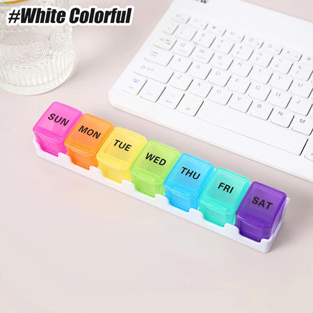 YQQGD 7 Day Pill Organizer &ndash; BPA Free and Travel Friendly White Colorful