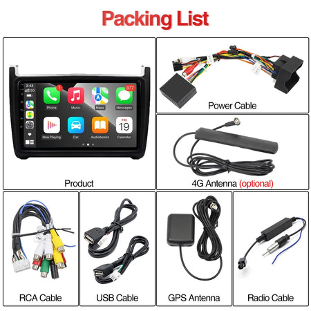 9Inch Car Radio CarPlay Android Auto &ndash; Bluetooth WiFi