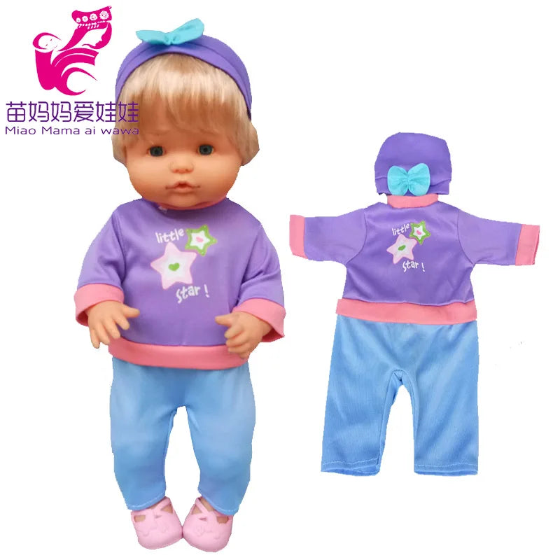Grey Rompers Set with Hat and Socks for 40cm Baby Doll A14