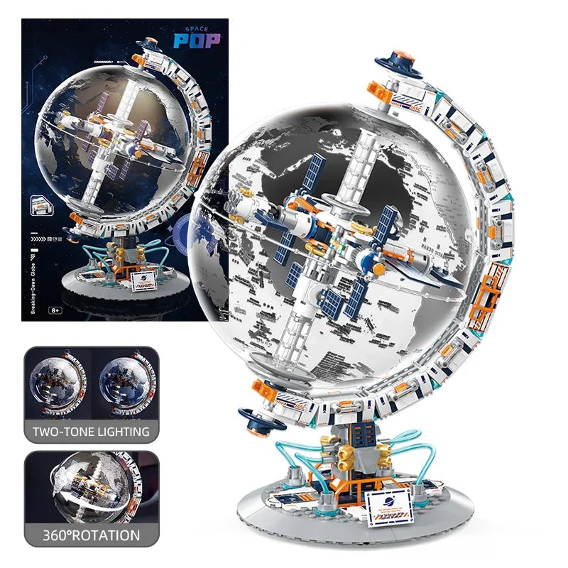 Space Station Transparent Globe Building Blocks &ndash; Fun No box