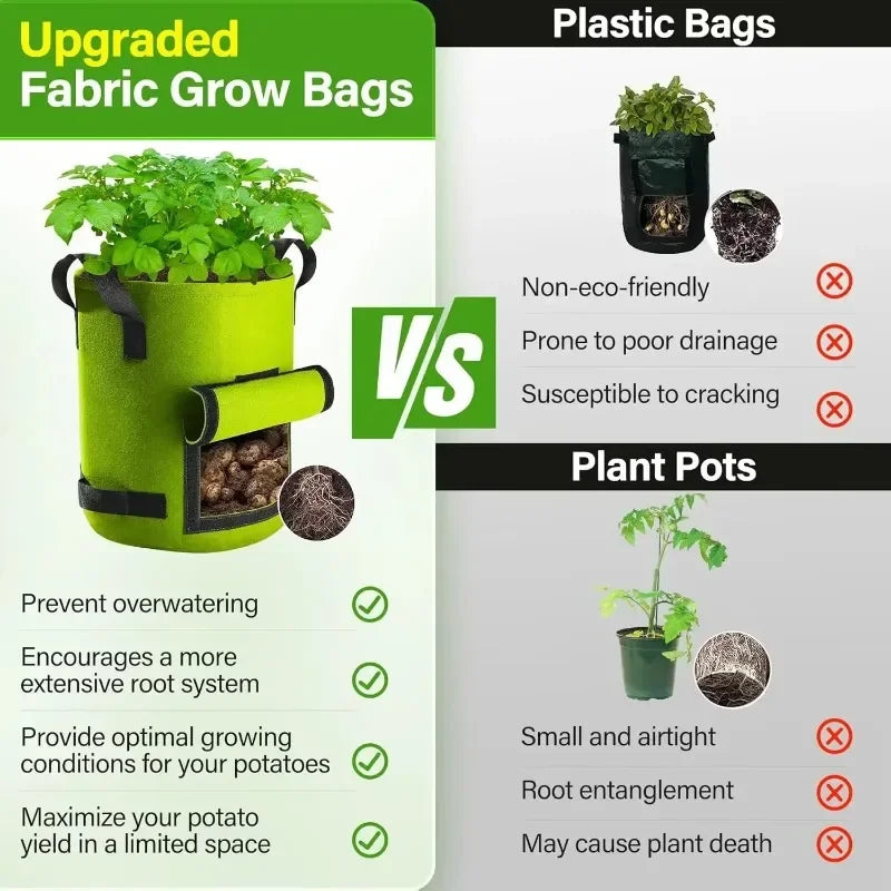 Non-Woven 10-Gallon Potato Planting Grow Bags with Harvest Windows