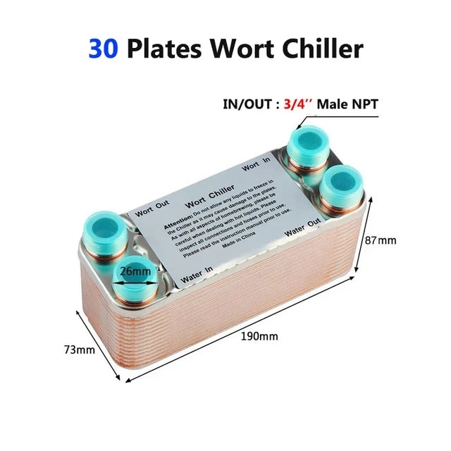 MRbrew Stainless Steel Plate Wort Chiller - Efficient Homebrew Cooler 30P / CHINA