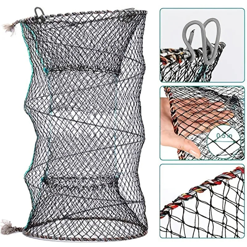 Portable Foldable Crab Trap Net for Fishing - Collapsible Shrimp &amp; Lobster Cage