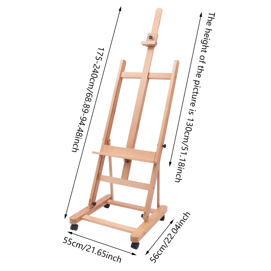 H Çerçeve Kayın Ahşap Resim Askısı Büyük Stüdyo Boyama Eğilebilir