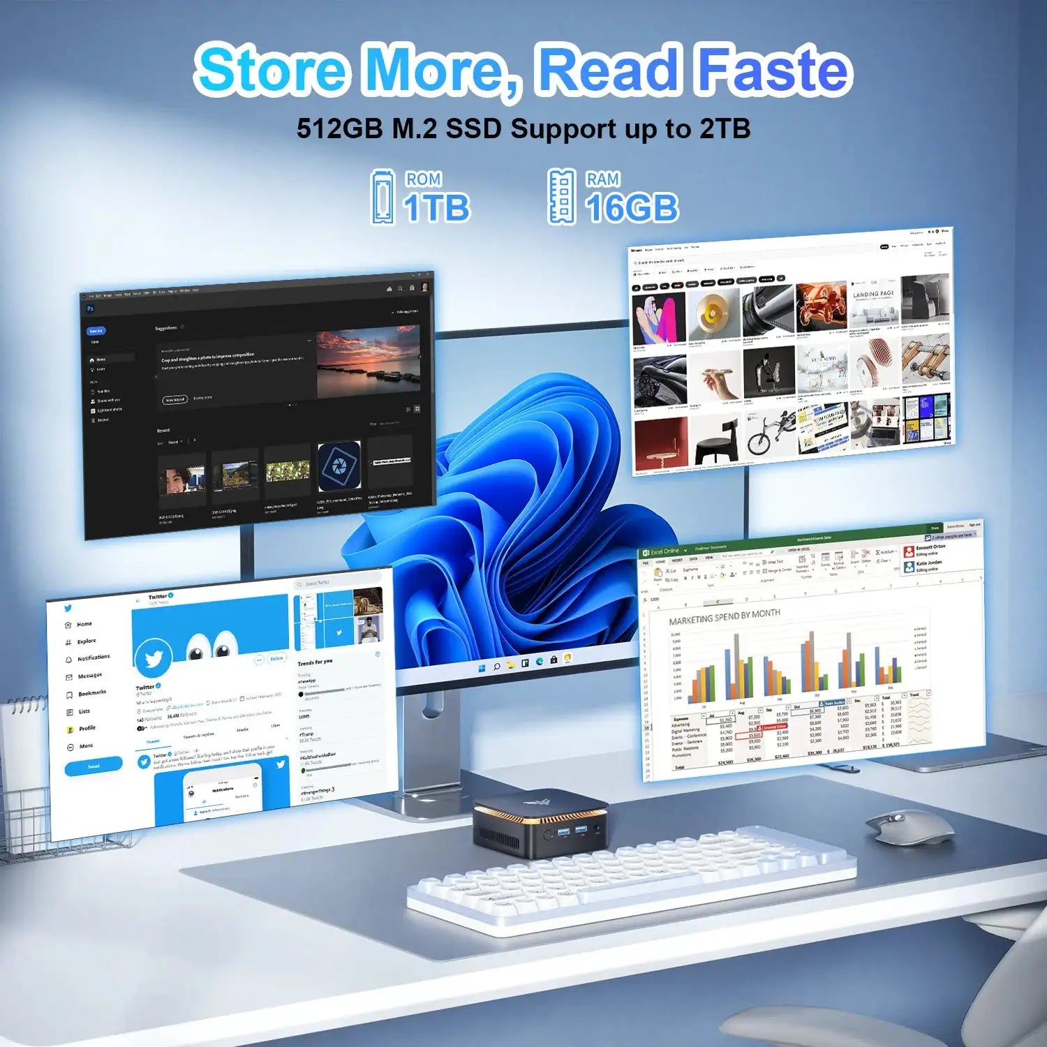 Kamrui N97 Mini PC Intel Alder Lake 16GB RAM 512GB SSD