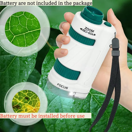 60-180x Handheld Microscope &ndash; Engaging Science Experiment Set for Kids White Green / CHINA