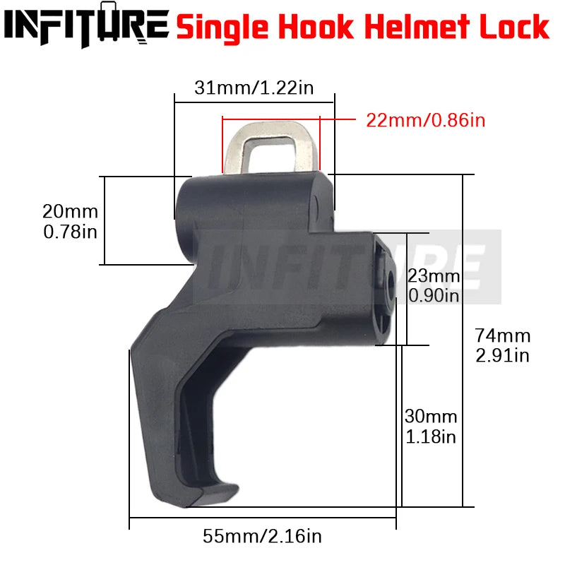 Κλειδαριά κράνους μοτοσικλέτας γάντζος κράμα αλουμινίου αντικλεπτική σφιγκτήρας τιμονιού 22 26 χιλ.