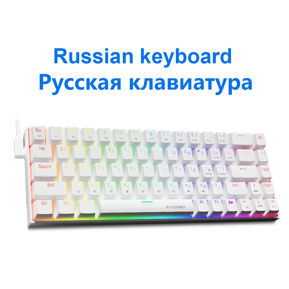 E-YOOSO Z686 RGB USB 60 Percent Mechanical Keyboard &ndash; Slim Z686RGB-White-RU / Red Switch