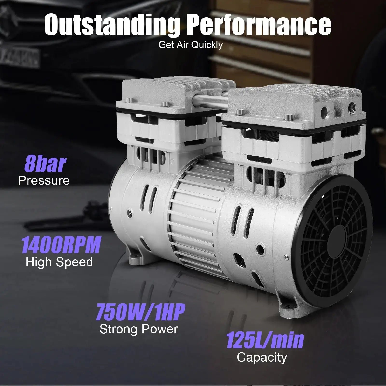 750W Oil-Free Air Compressor &ndash; Ultra-Quiet Operation