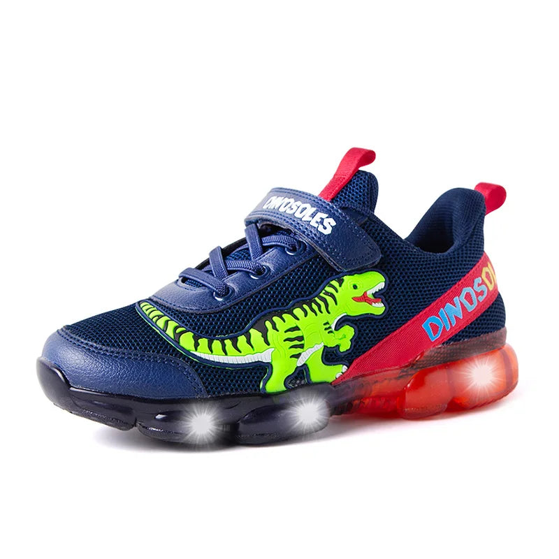 EXDINO T-Rex LED Glowing Sneakers for Boys (Ages 2-9) Navy-LED / 1 (EU size 32)