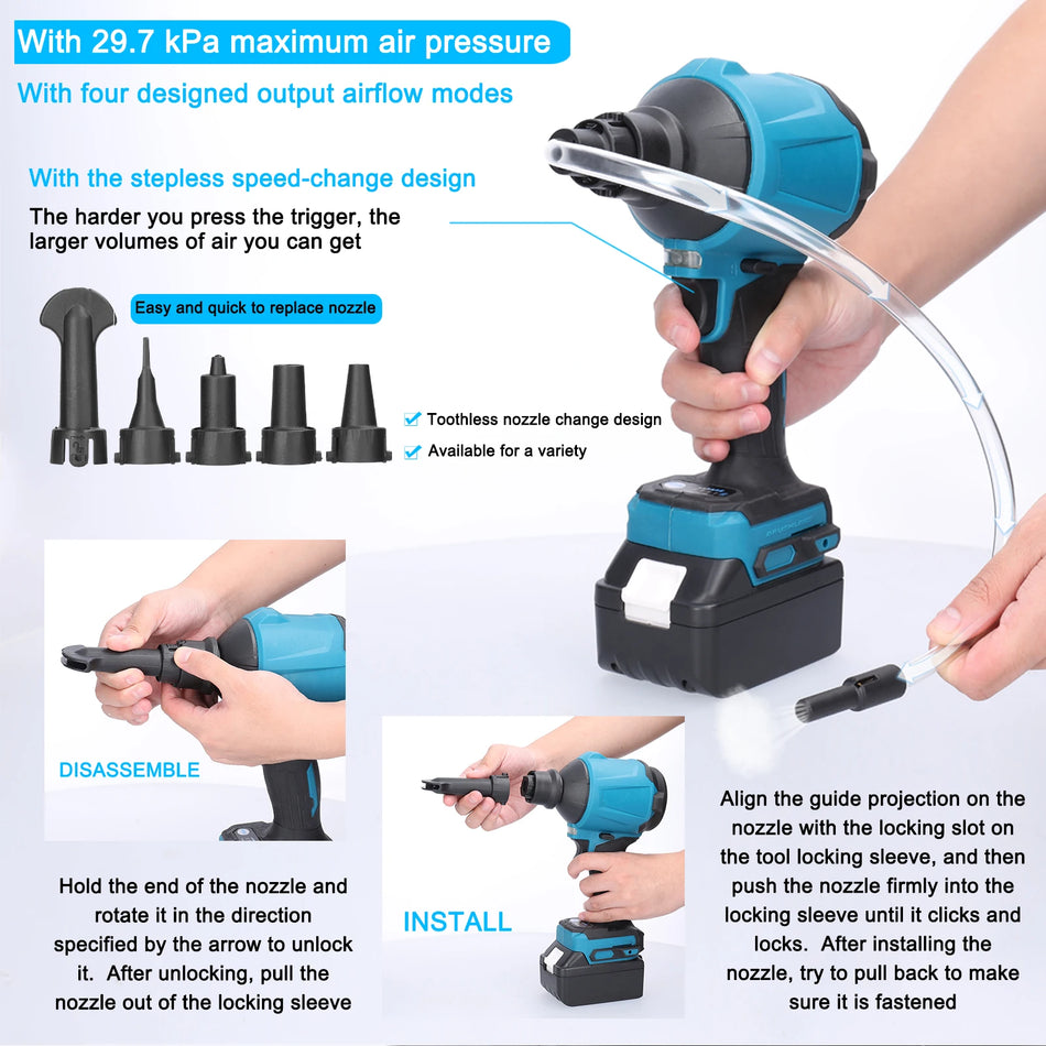 Cordless Air Dust Blower 18V For Makita Battery Stepless