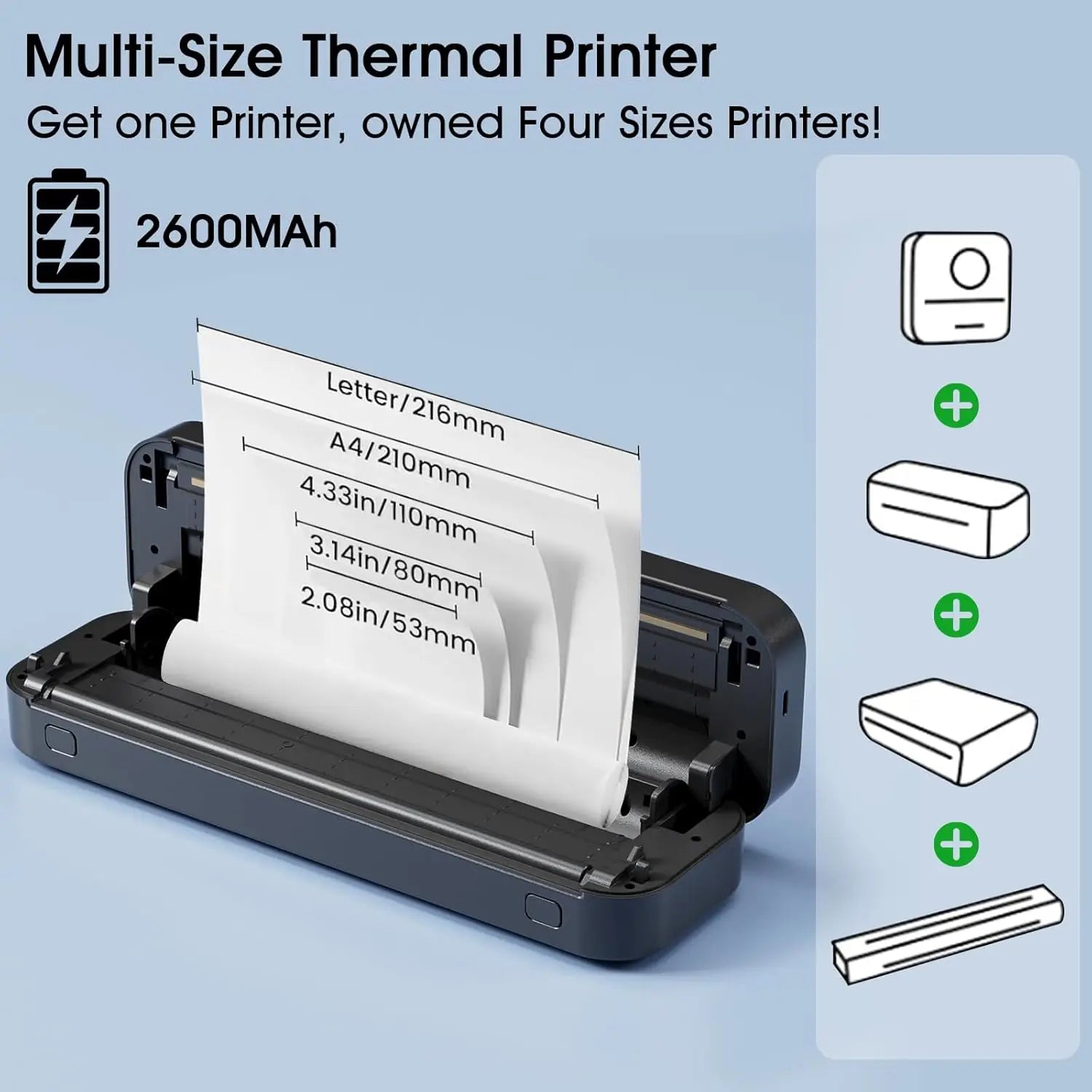 Portable A4 Thermal Printer - Bluetooth Enabled For Travel