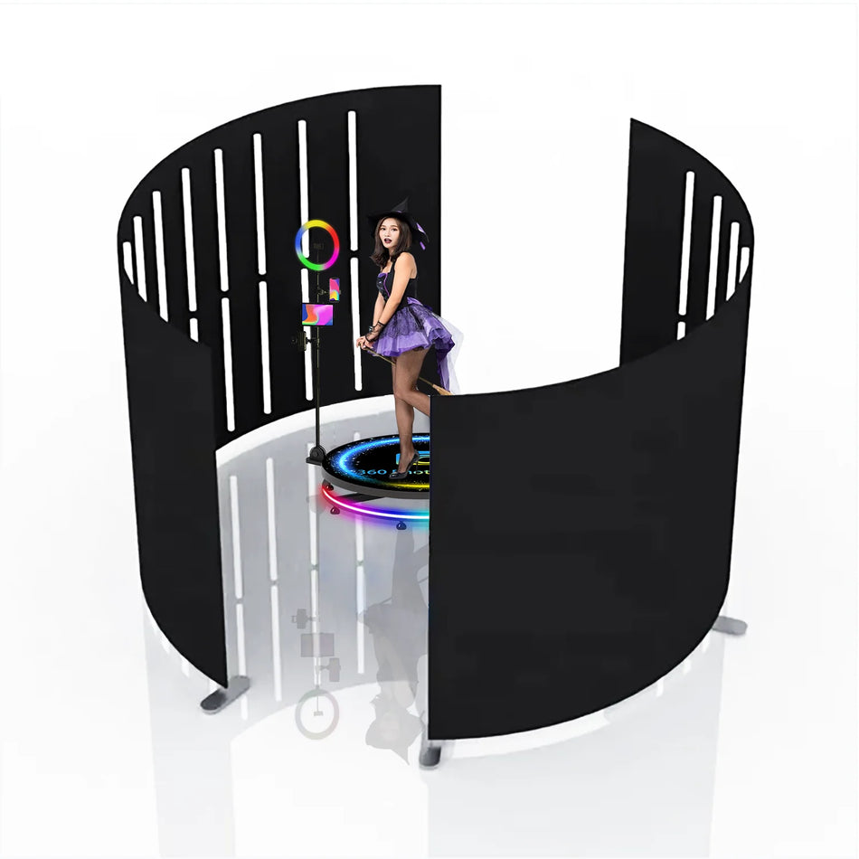 Set di 2 Pezzi Cabina Fotografica 360 Struttura con Schermo Verde Matrimonio