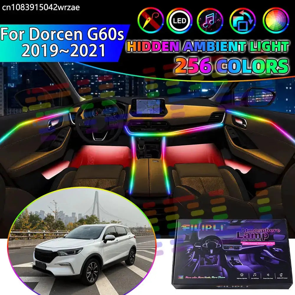 For Dorcen G60s 2019 2020 2021 Elaris Leo RGB Car Interior Ambient Lights Strips Breathing Lighting Kit App Control LED strips by InterCyprus Trading Ltd