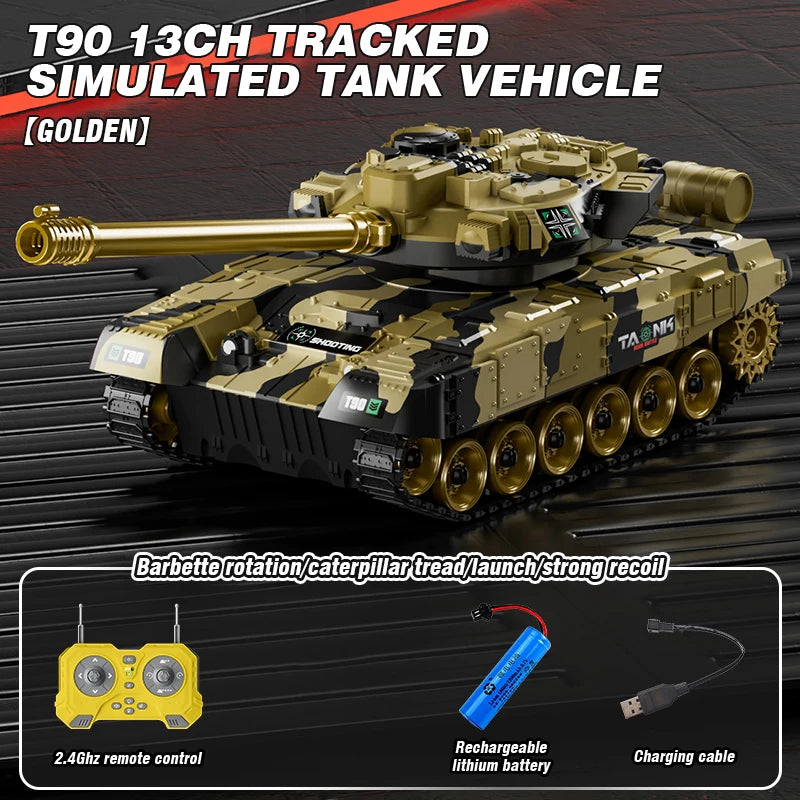 RC Tank 13 Channel &ndash; Shooting Function Battle Ready T90 golden