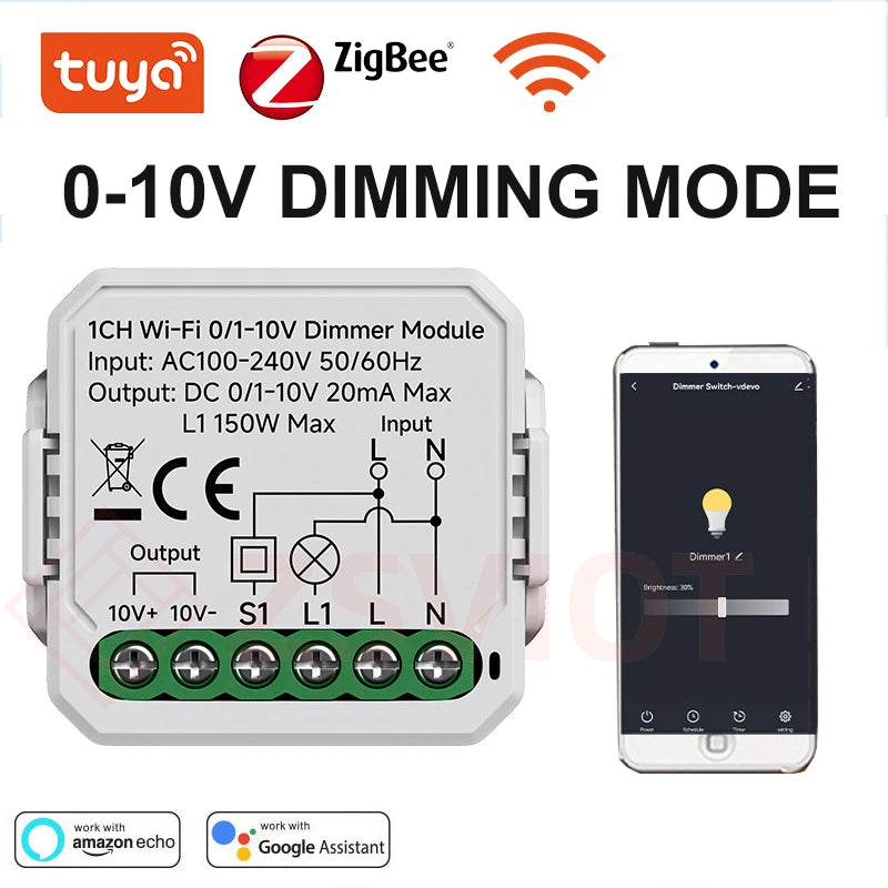 Tuya WiFi 0/1-10V LED Dimmer Controller &ndash; Voice Control