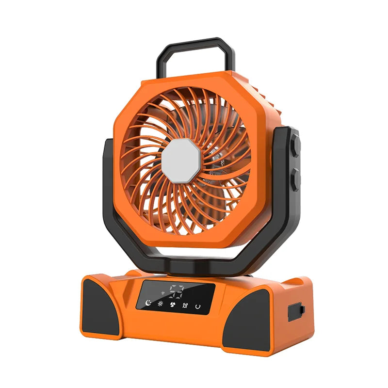 Portable Camping Fan 20000mAh &ndash; LED Light and USB Charge Orange