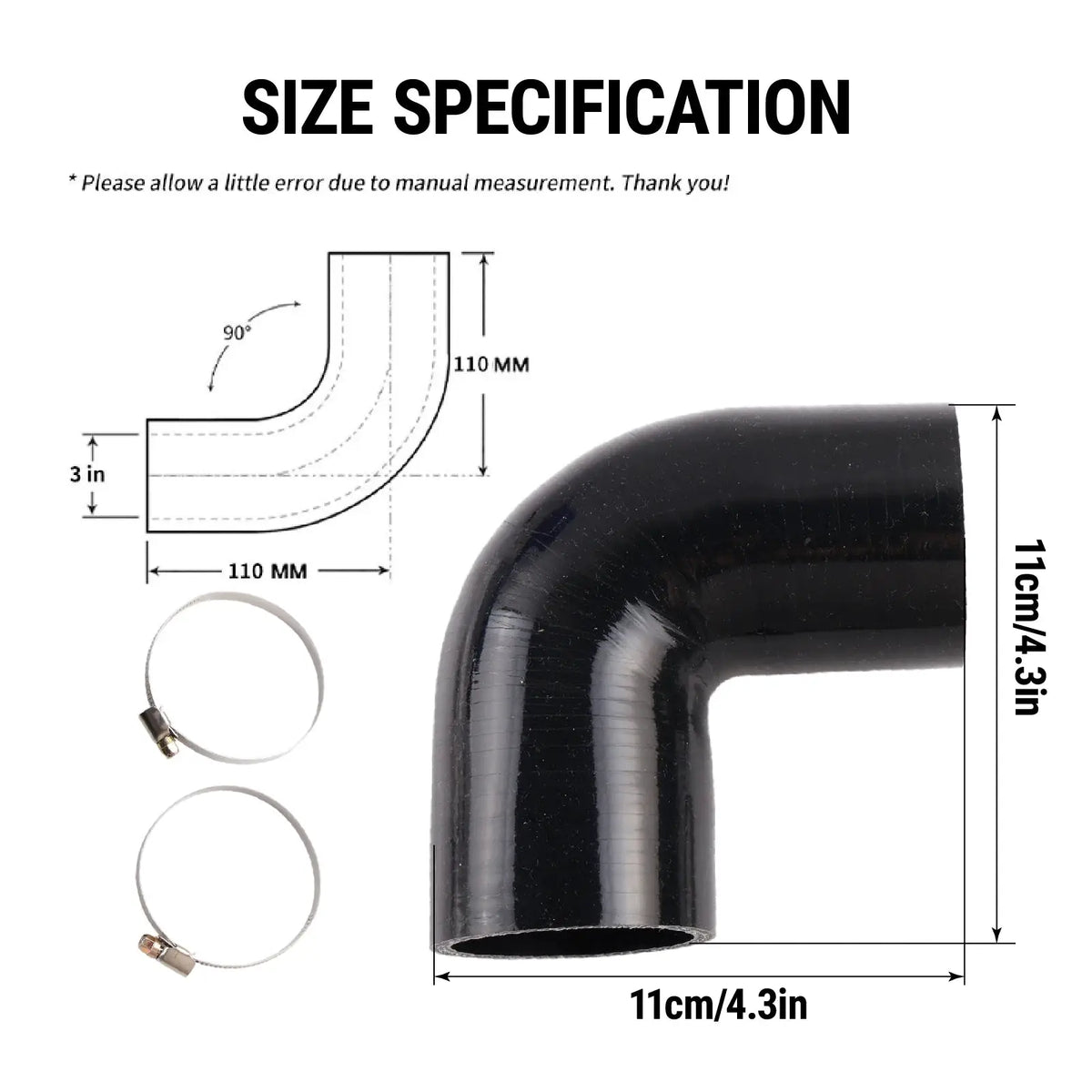 PIKBUK High Quality 76mm 64 57 51mm 90 Degree 3 inch 2.5 2.25 2 inch Hose Elbow Silicone Hose Pipe Intercooler Coupler Turbo by InterCyprus Trading Ltd