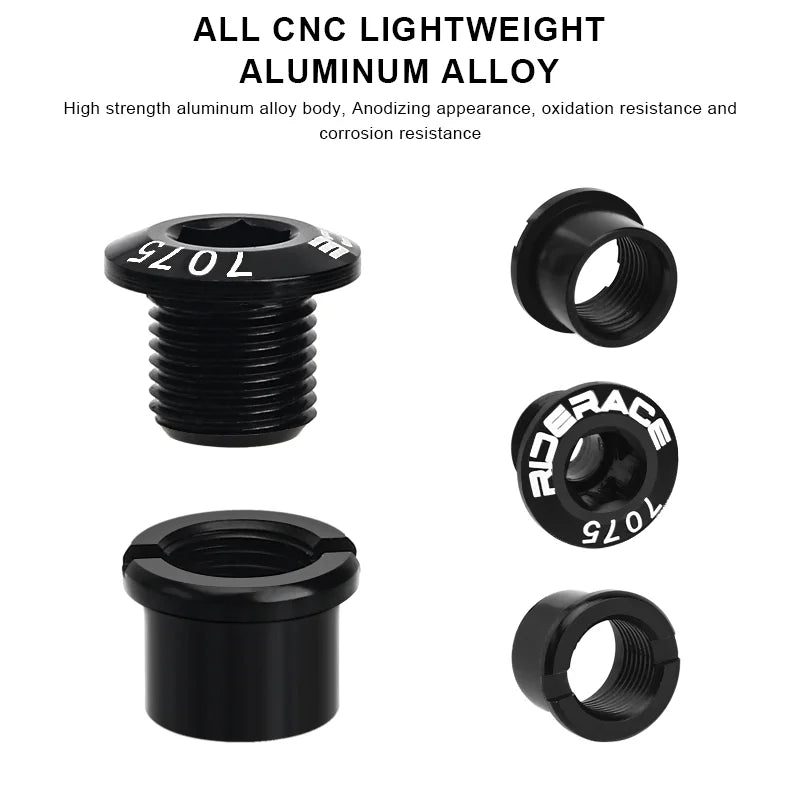 RIDERACE 5 PCS Bicycle Chainring Bolts &ndash; CNC 7075 Aluminum Ultra Durable Lightweight
