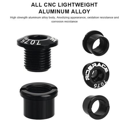 RIDERACE 5 PCS Bicycle Chainring Bolts &ndash; CNC 7075 Aluminum Ultra Durable Lightweight
