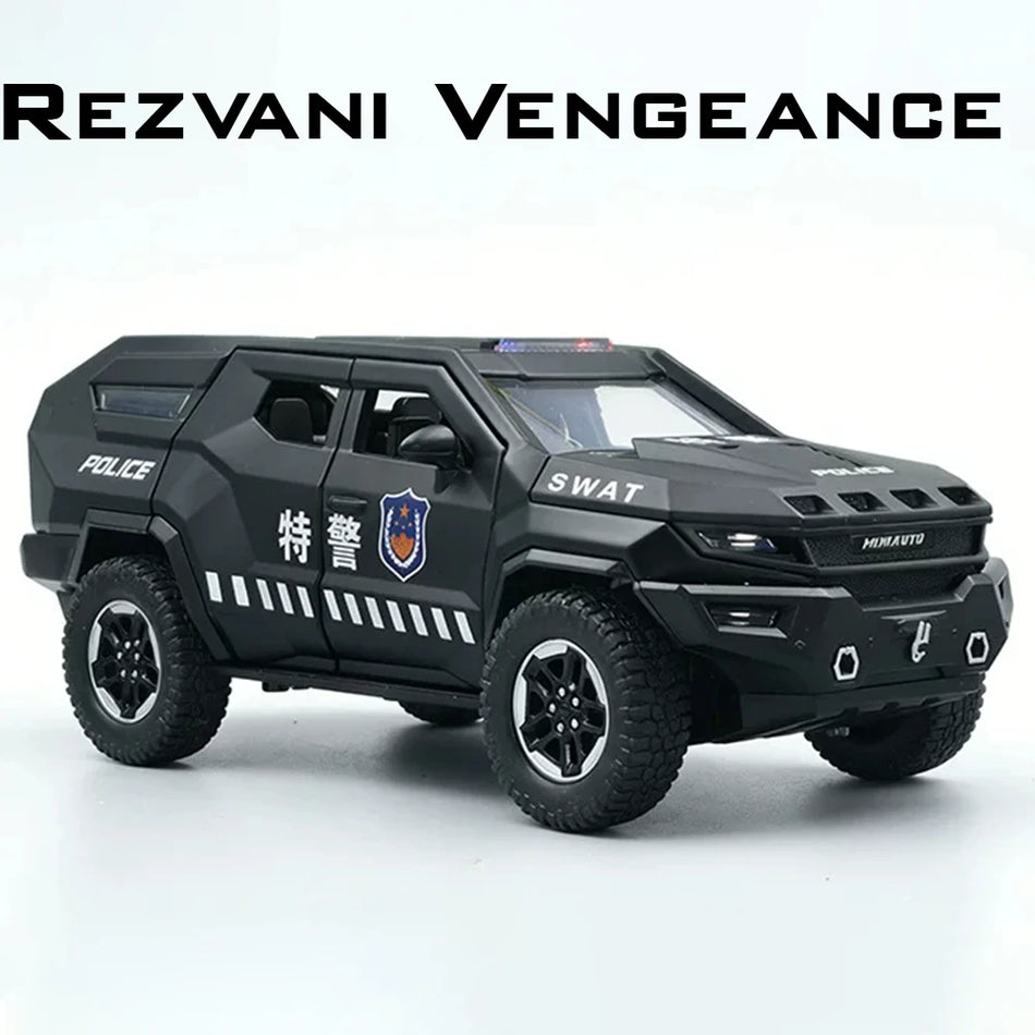 Diecast policijski avto v merilu 1:24 z zvokom in lučmi za Rezvani Vengeance