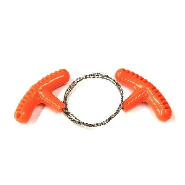 Portable Stainless Steel Wire Saw with Finger Handle for Outdoor Adventures red