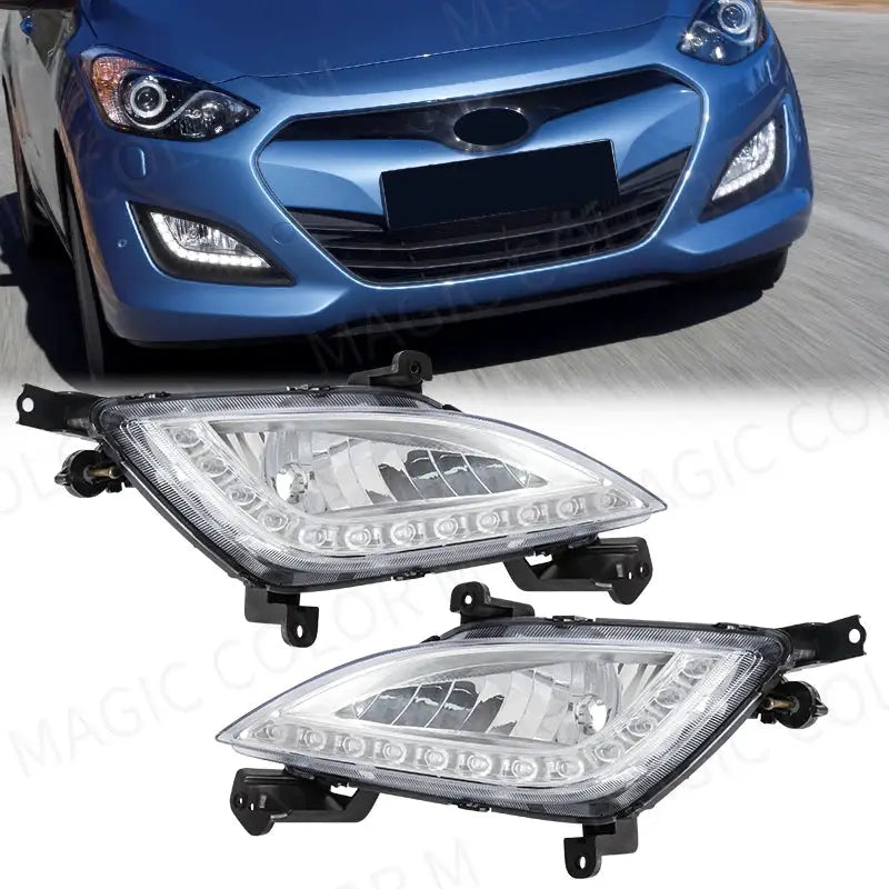 For Hyundai Elantra GT I30 2012 2013 2014 2015 2016 DRL Fog Covers Daytime Running Lights Car Front Bumper Fog Lamp Assembly 12V by InterCyprus Trading Ltd