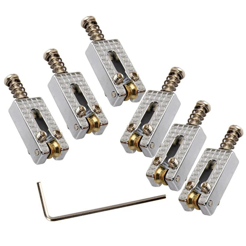 Roller Brücke Vibrato Sattel für Strat Tele Gitarren, Chrom, inklusive 6 Schraubenschlüssel